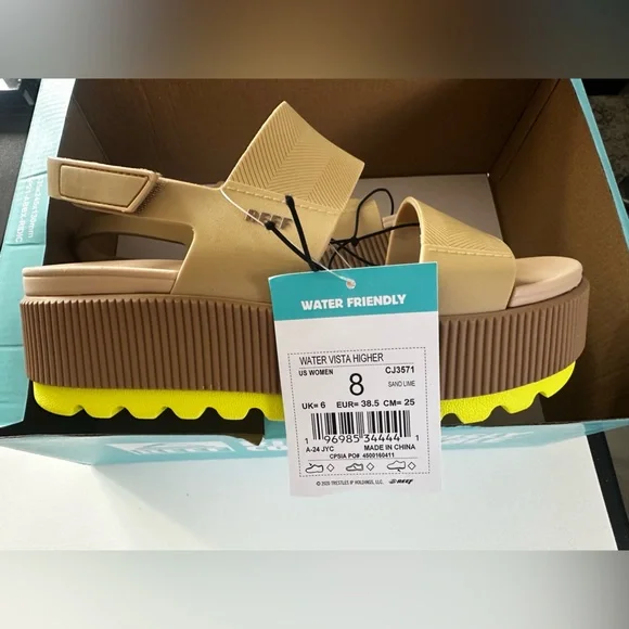 Reef Beige and Lime Water Vista Higher Platform Sandals - Picture 8 of 14